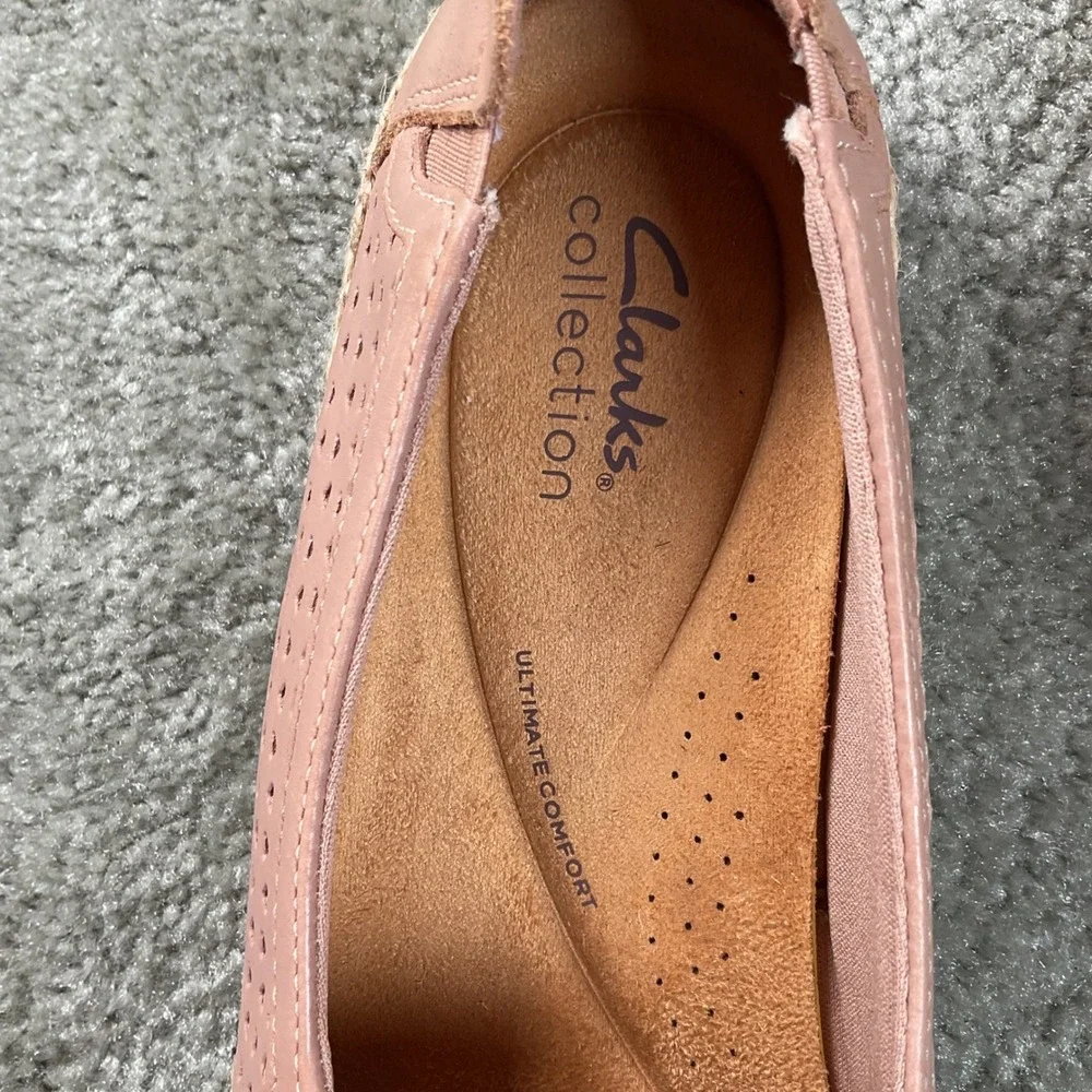 Clarks Collection Elaina Ruby  Womens 9.5 Pink‎  Perforated Espadrille Flats